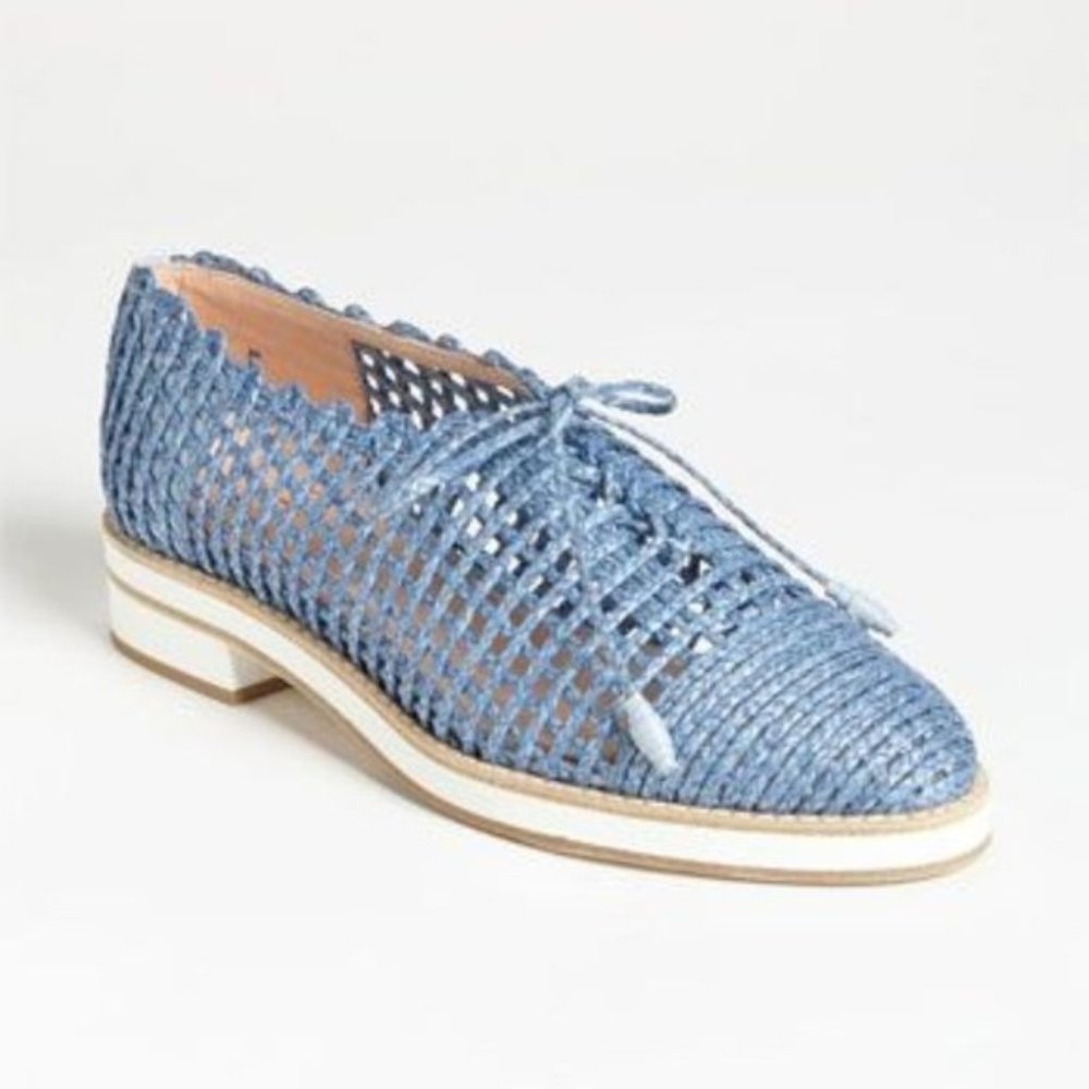COPY - Stuart Weitzman Blue Jazzygirl Raffia Oxfords 7.5